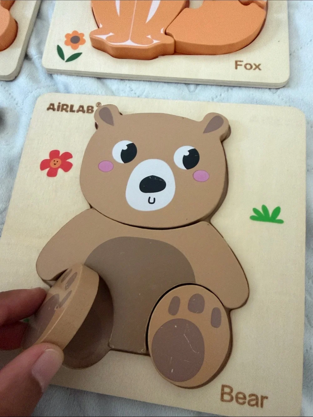 Chunky Animal Puzzles for Kids - Orange Fox, Lion, Gray Elephant & Brown Bear